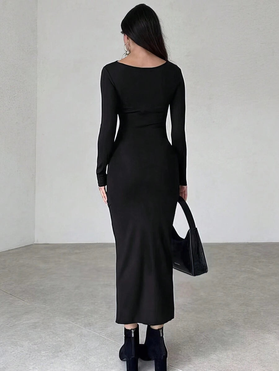 Vestido Olivia Noir Plissé