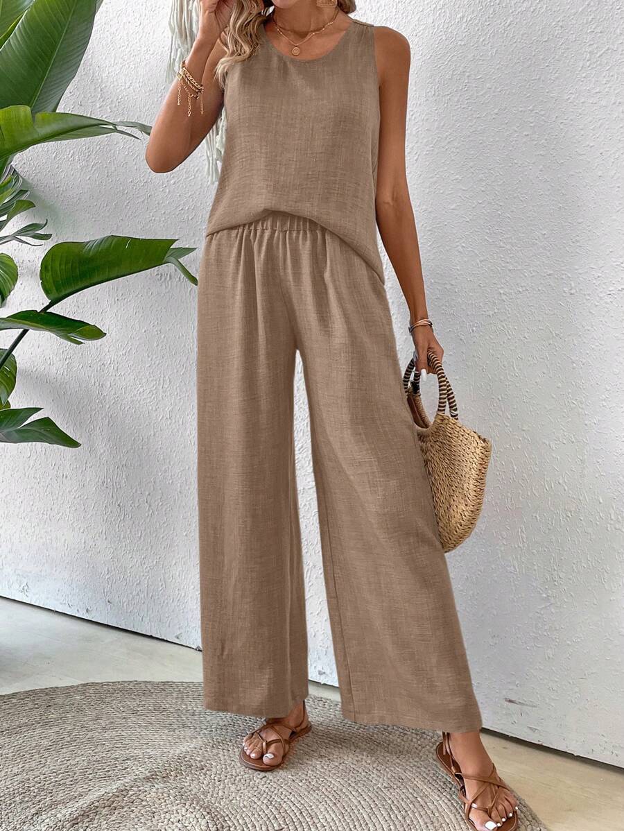 Conjunto Calvaya Casual com Top e Calça Longa