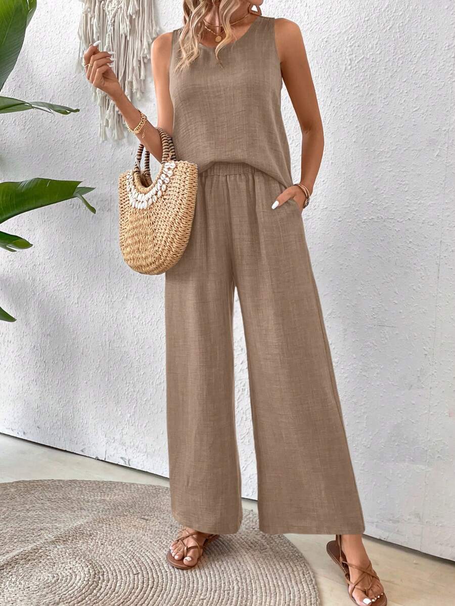 Conjunto Calvaya Casual com Top e Calça Longa