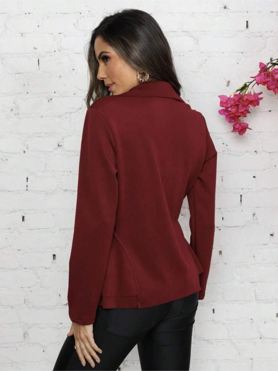 Blazer Bianca Curto com Babado em Neoprene