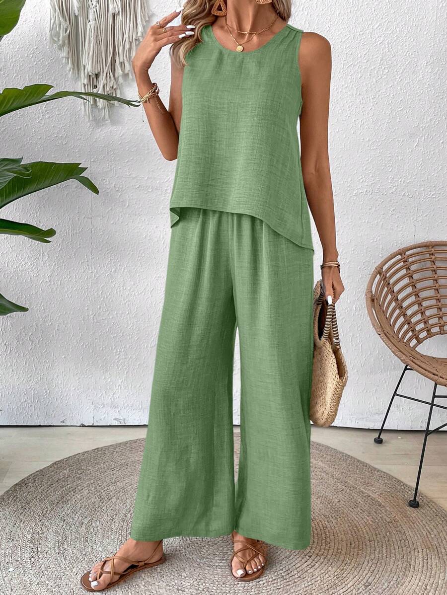 Conjunto Calvaya Casual com Top e Calça Longa