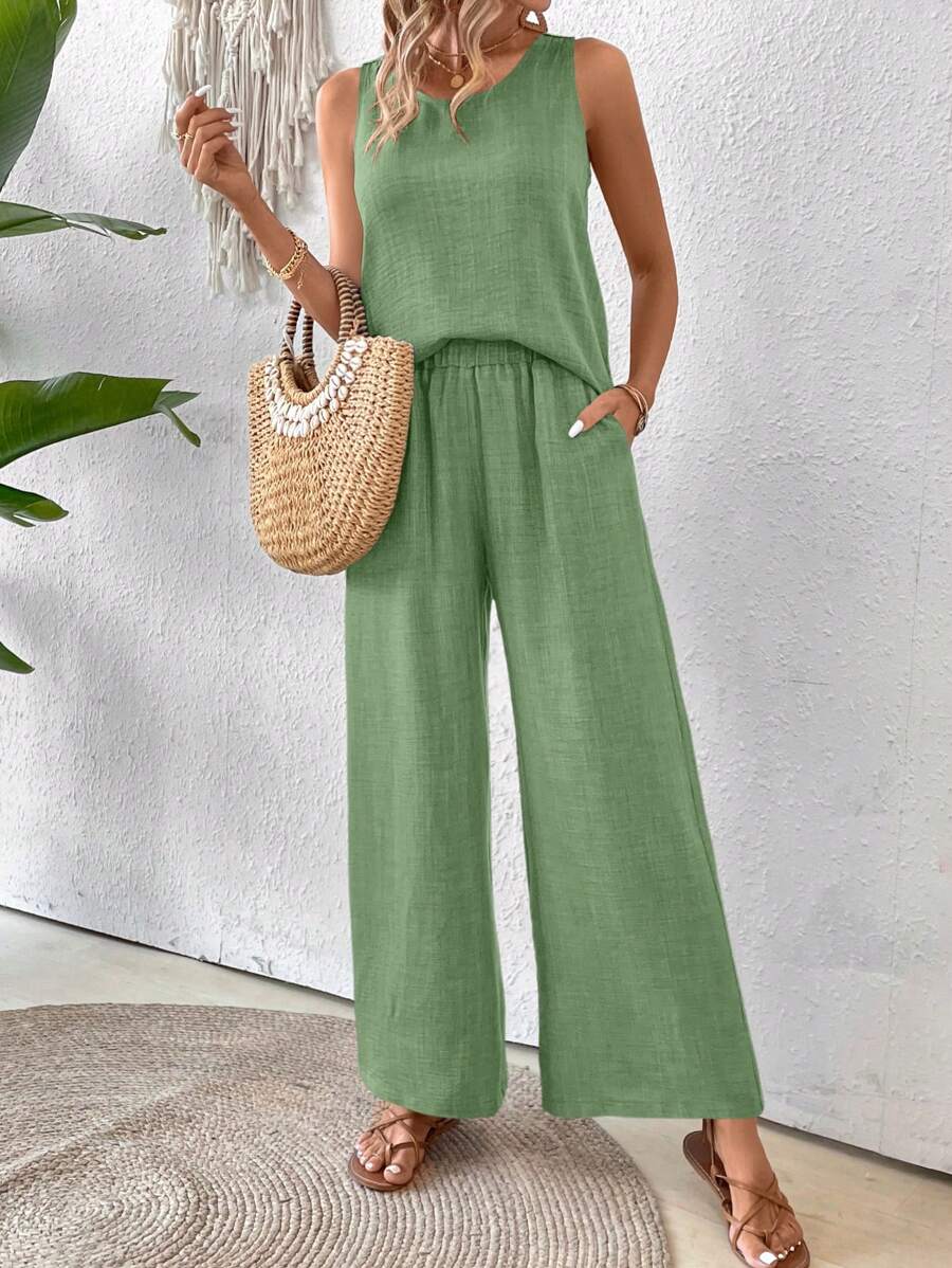 Conjunto Calvaya Casual com Top e Calça Longa