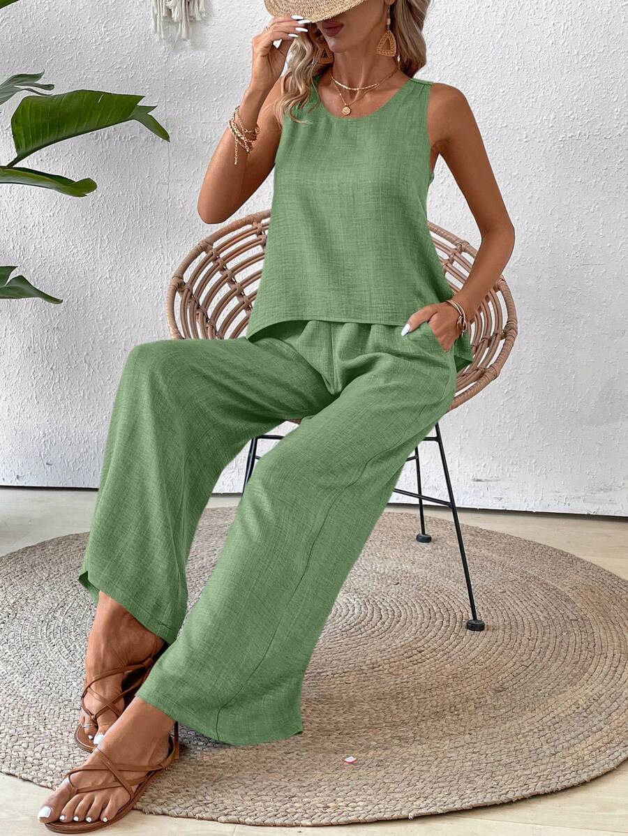 Conjunto Calvaya Casual com Top e Calça Longa