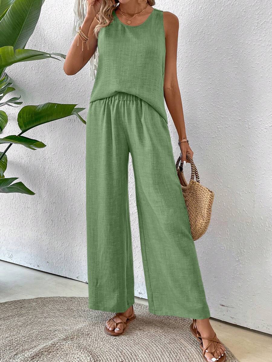 Conjunto Calvaya Casual com Top e Calça Longa