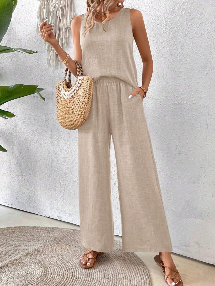 Conjunto Calvaya Casual com Top e Calça Longa