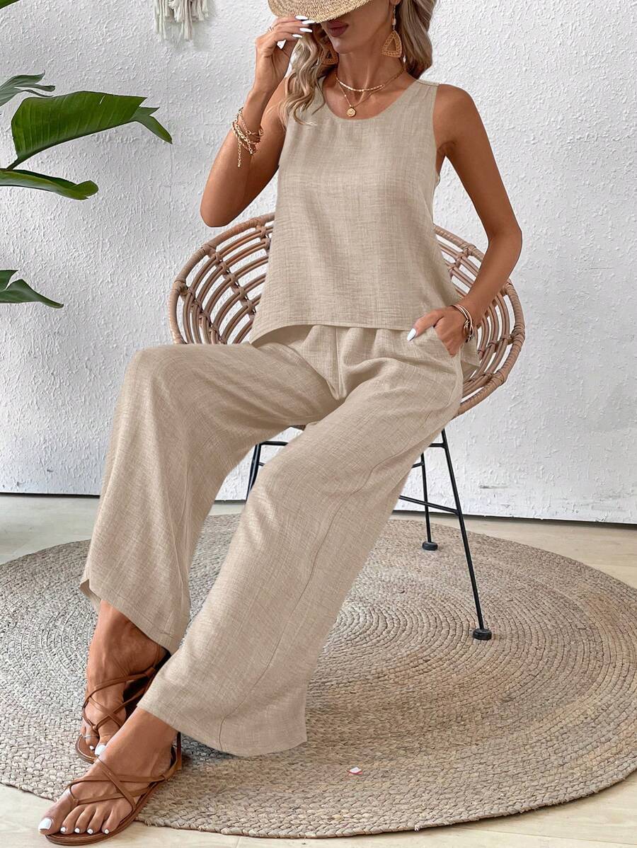 Conjunto Calvaya Casual com Top e Calça Longa