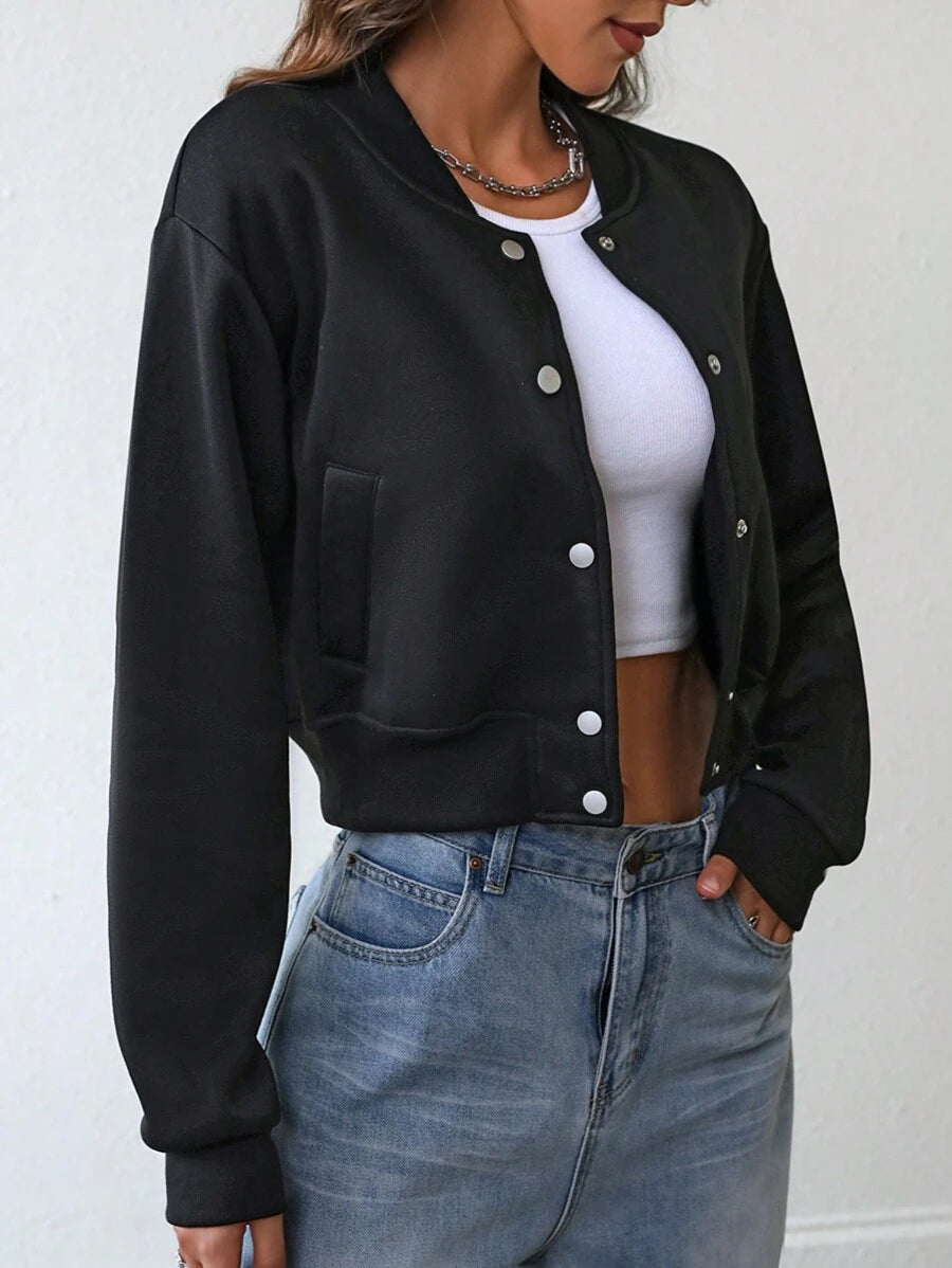 Jaqueta Bianca Cropped Casua