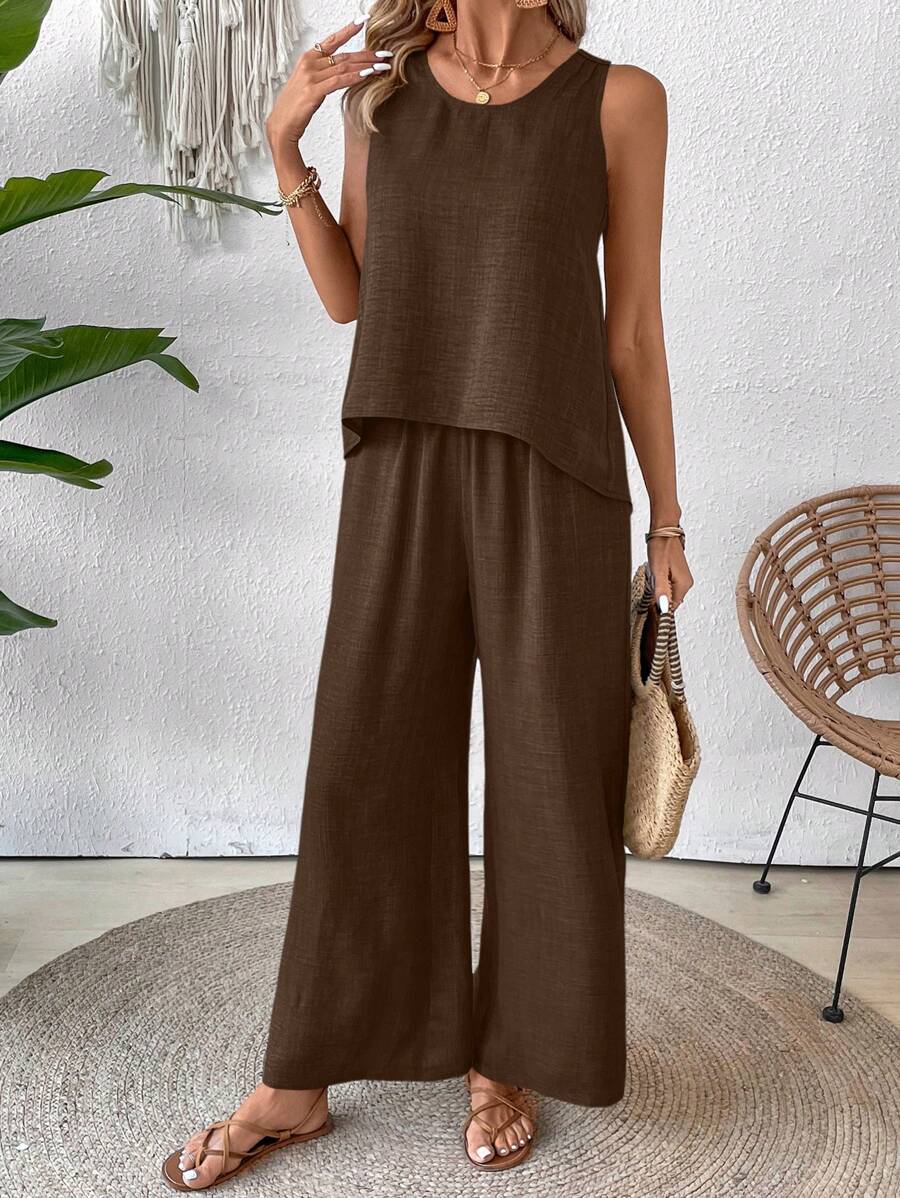 Conjunto Calvaya Casual com Top e Calça Longa