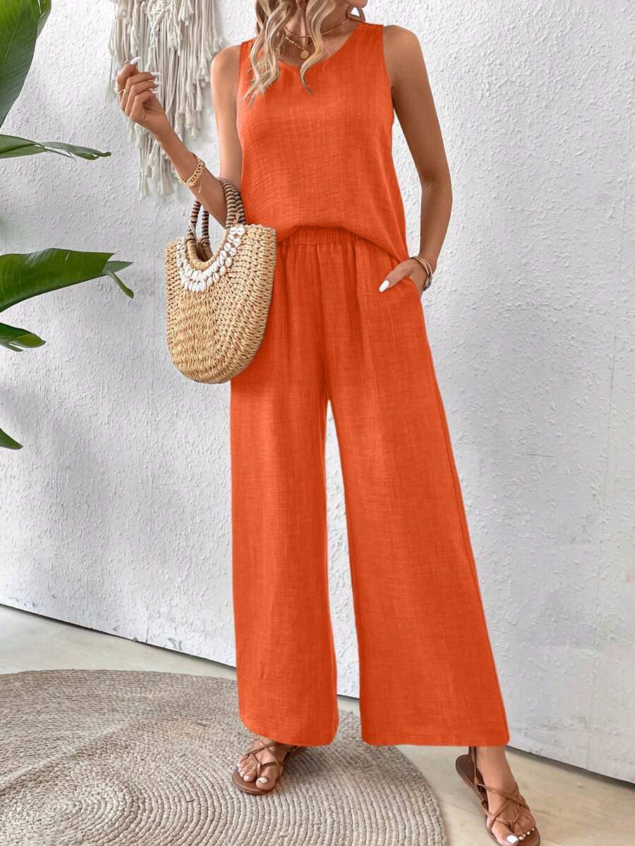 Conjunto Calvaya Casual com Top e Calça Longa