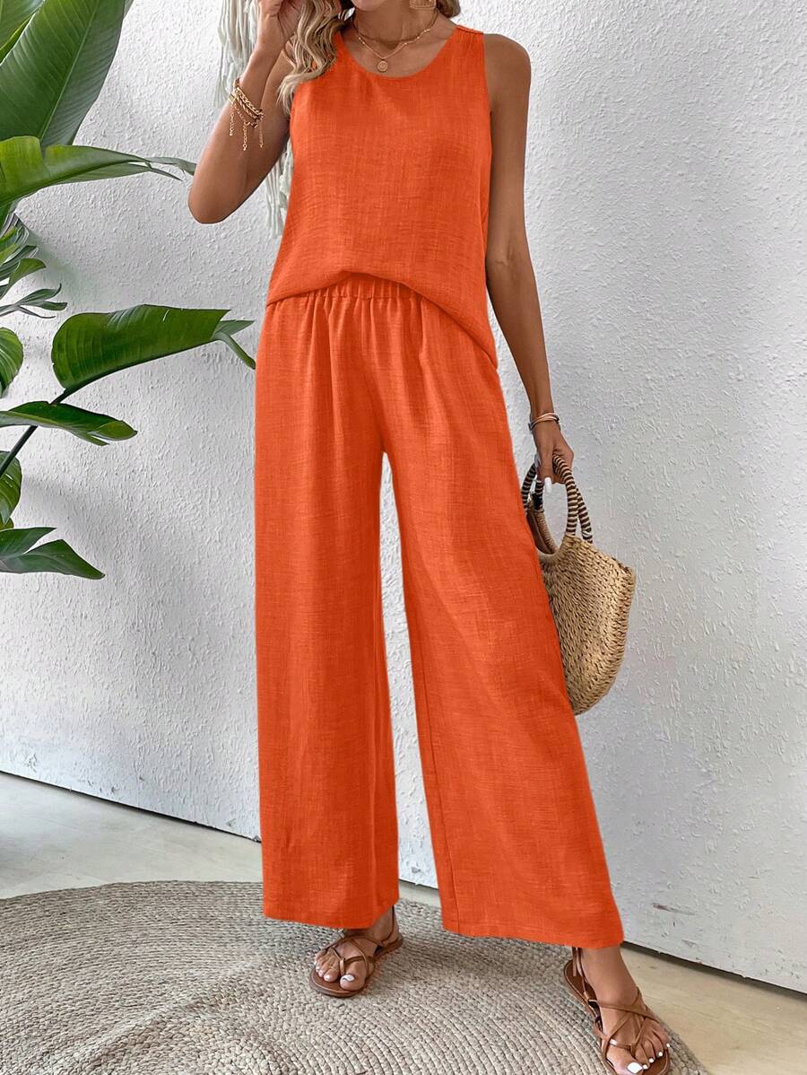 Conjunto Calvaya Casual com Top e Calça Longa