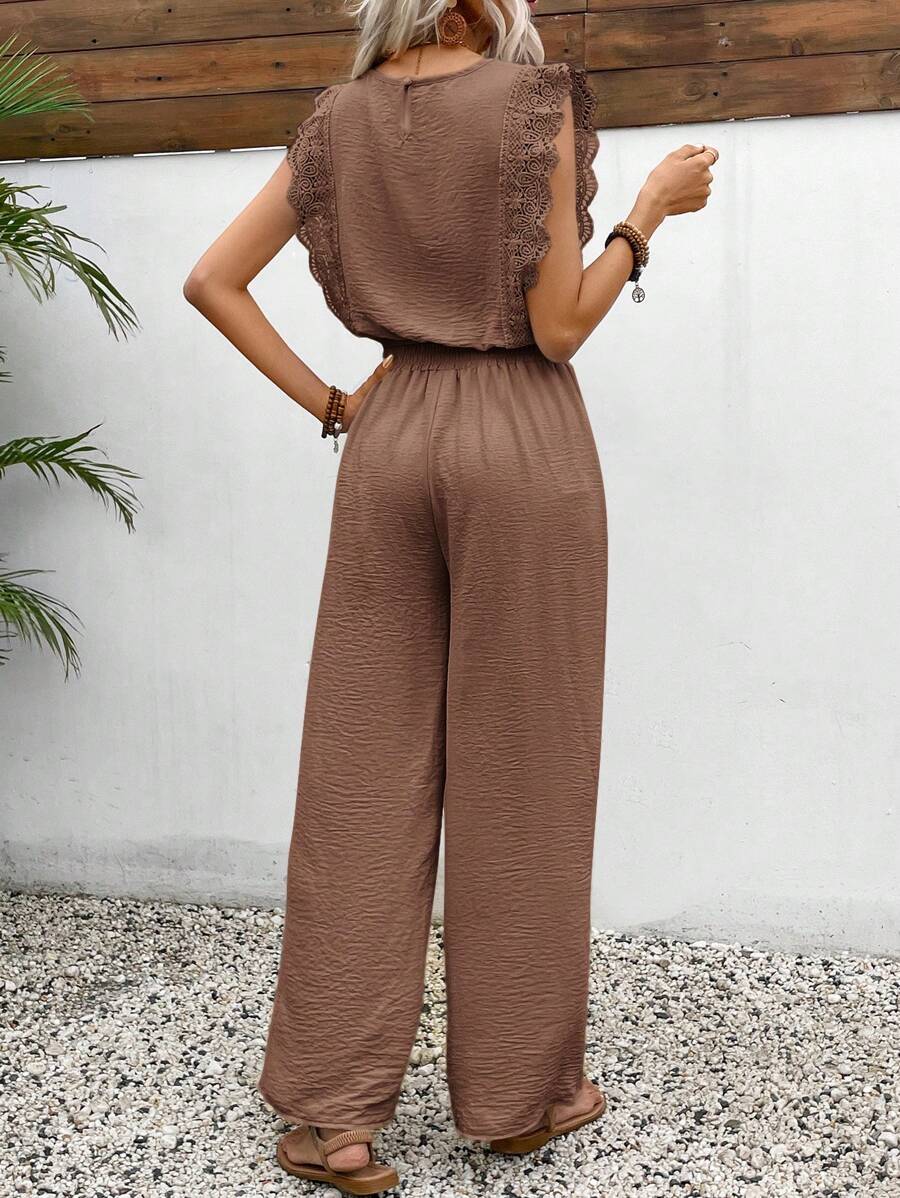 Conjunto Frenchy Casual com Renda e Calça Longa