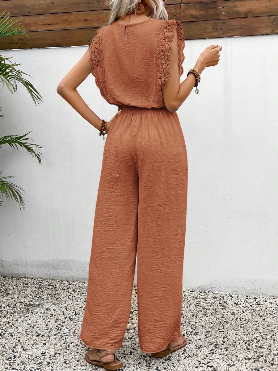 Conjunto Frenchy Casual com Renda e Calça Longa