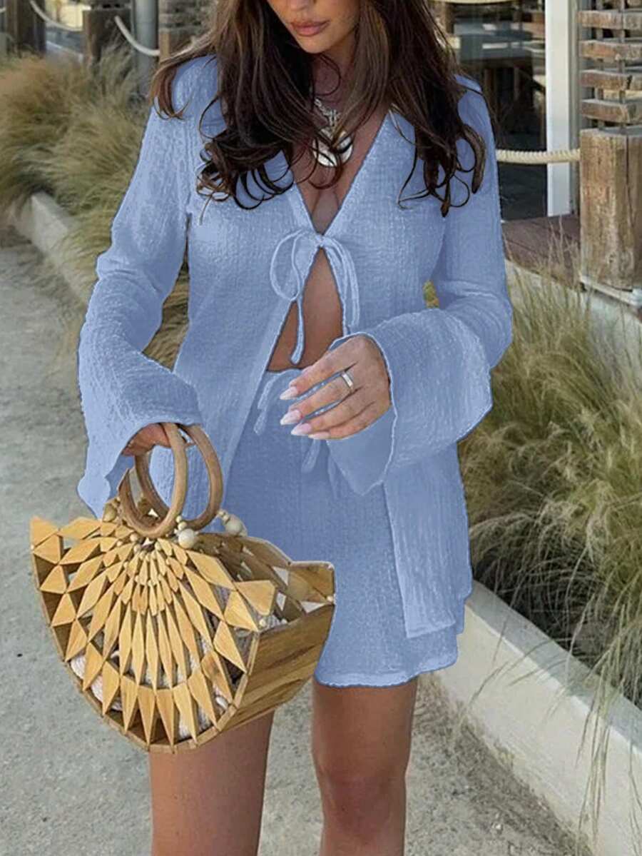 Conjunto Serena Casual com Top de Amarração e Shorts