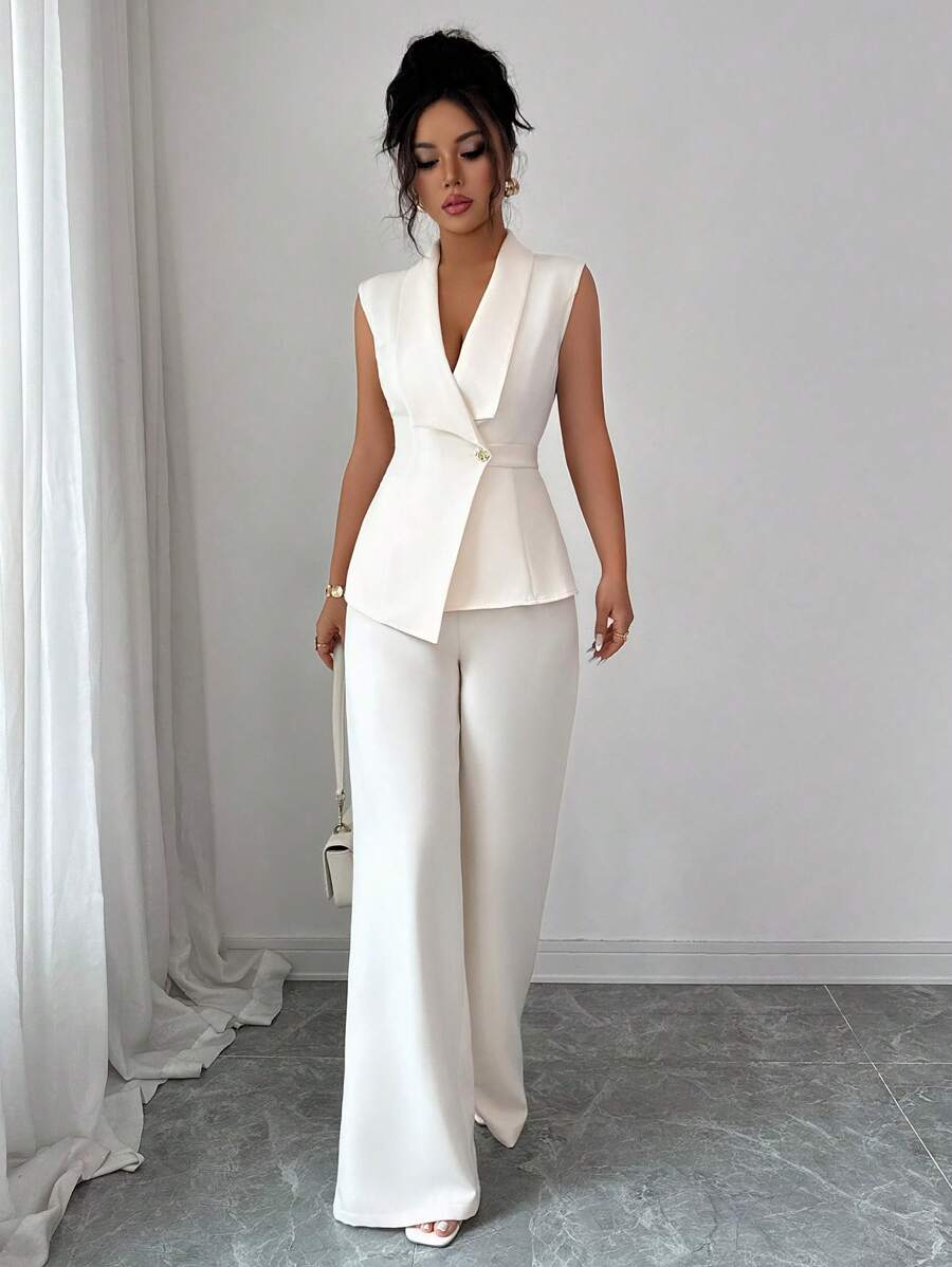 Conjunto Clara Elegante com Blazer Assimétrico e Calça