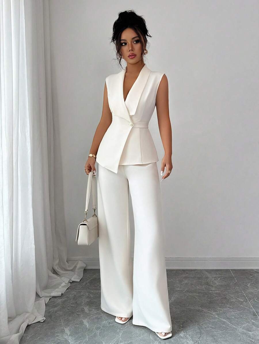 Conjunto Clara Elegante com Blazer Assimétrico e Calça