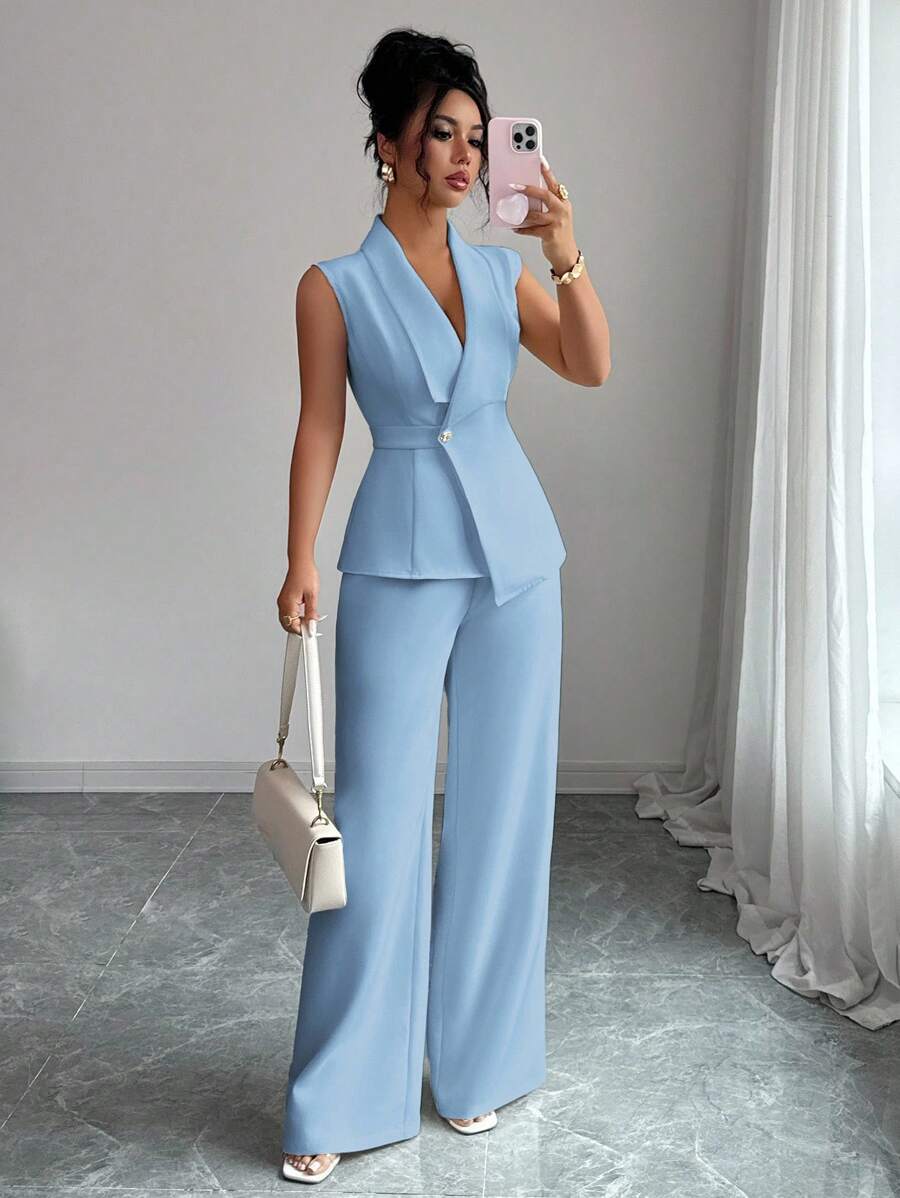 Conjunto Clara Elegante com Blazer Assimétrico e Calça