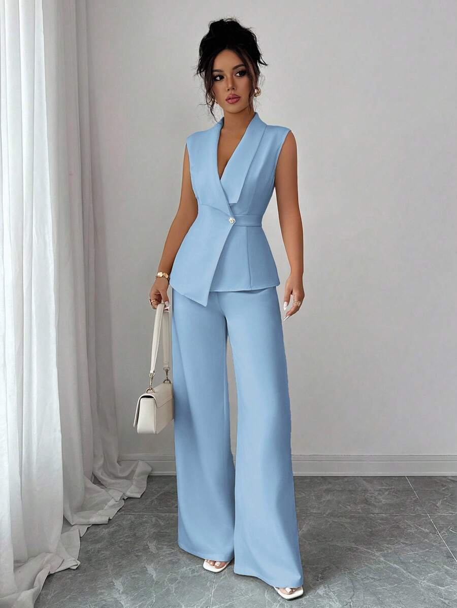 Conjunto Clara Elegante com Blazer Assimétrico e Calça