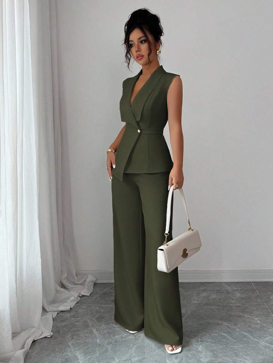 Conjunto Clara Elegante com Blazer Assimétrico e Calça