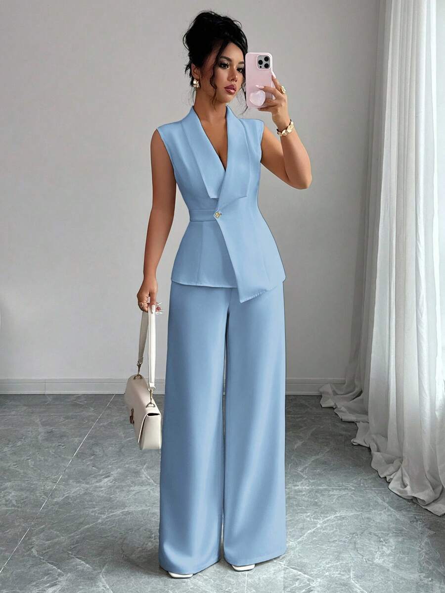 Conjunto Clara Elegante com Blazer Assimétrico e Calça