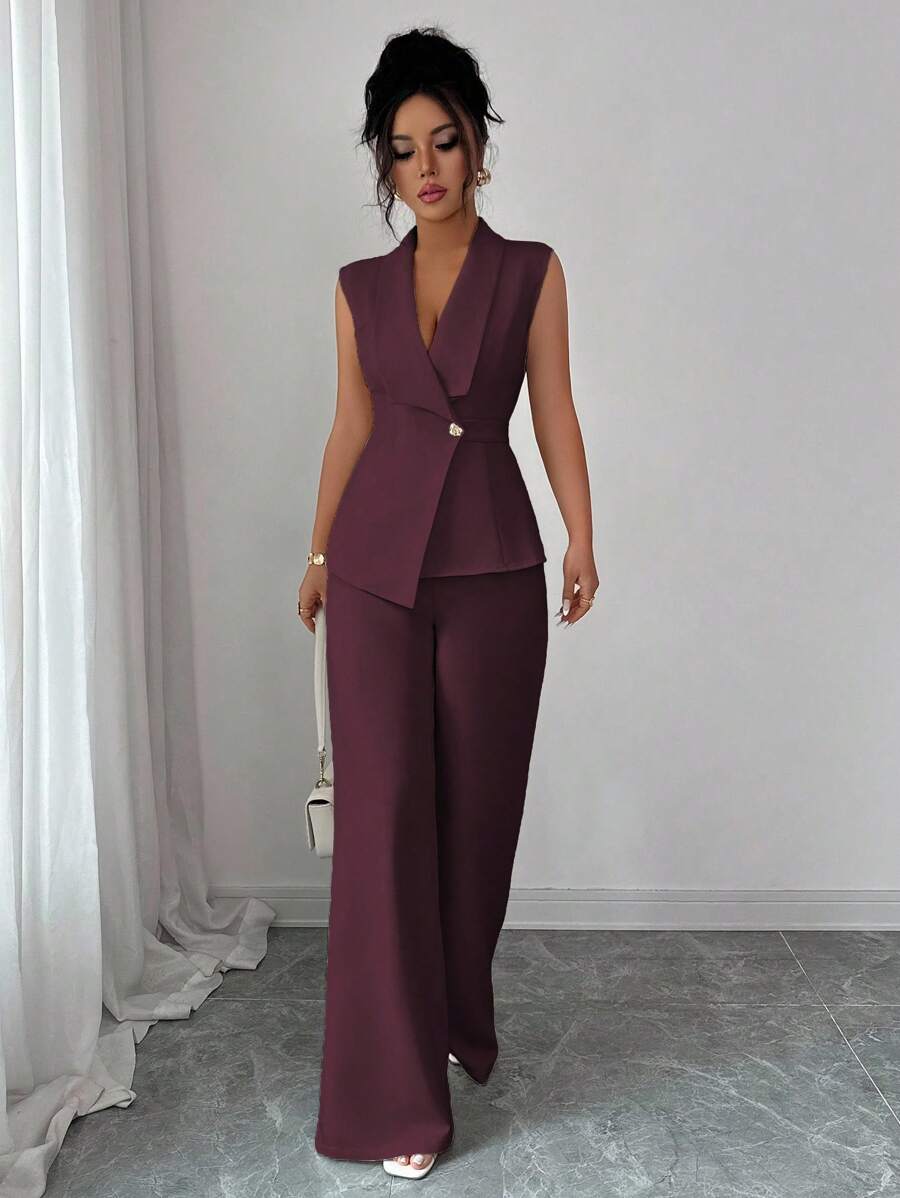 Conjunto Clara Elegante com Blazer Assimétrico e Calça