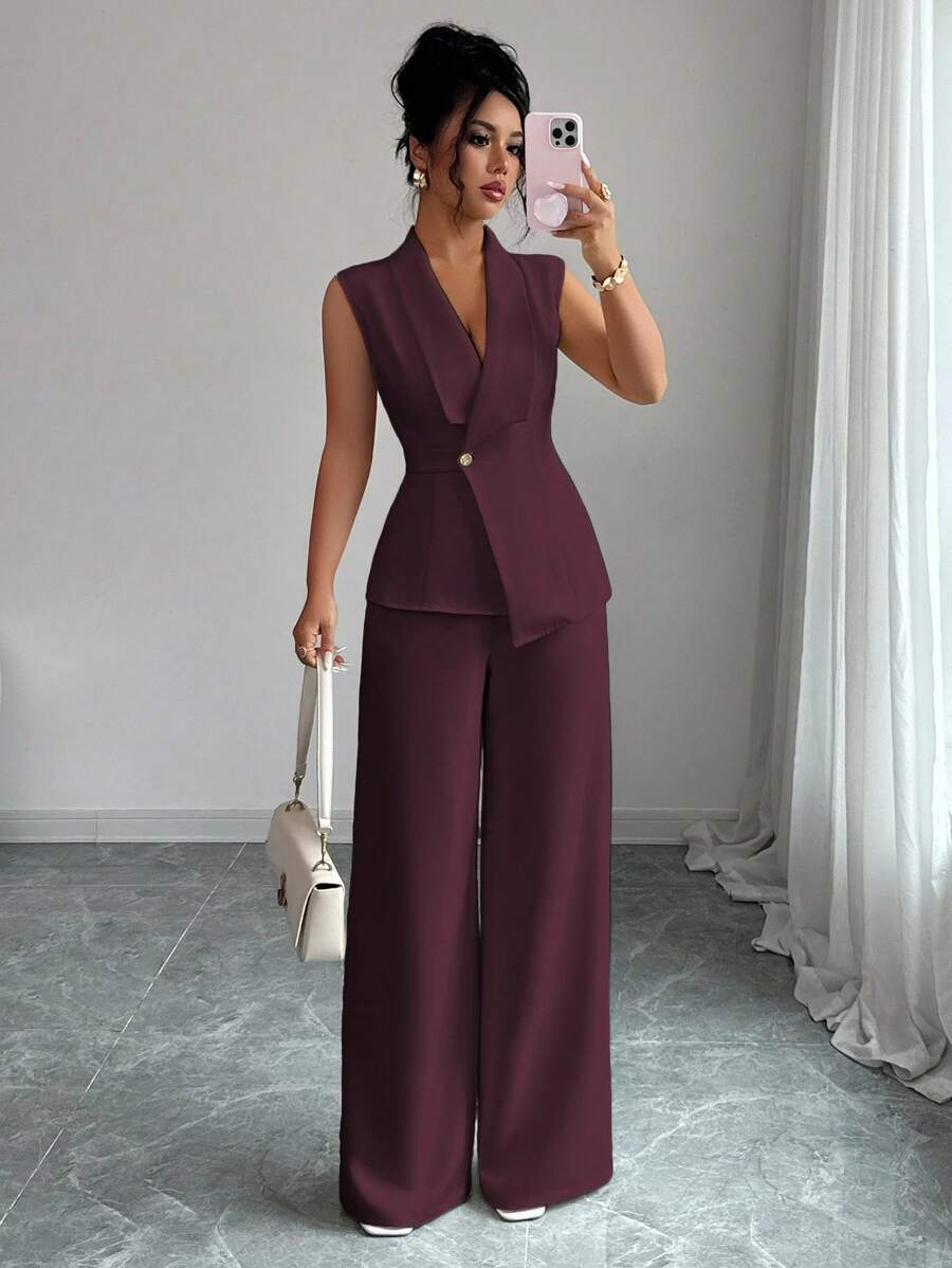 Conjunto Clara Elegante com Blazer Assimétrico e Calça