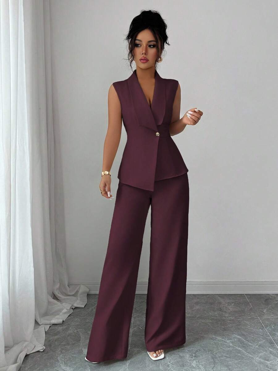 Conjunto Clara Elegante com Blazer Assimétrico e Calça