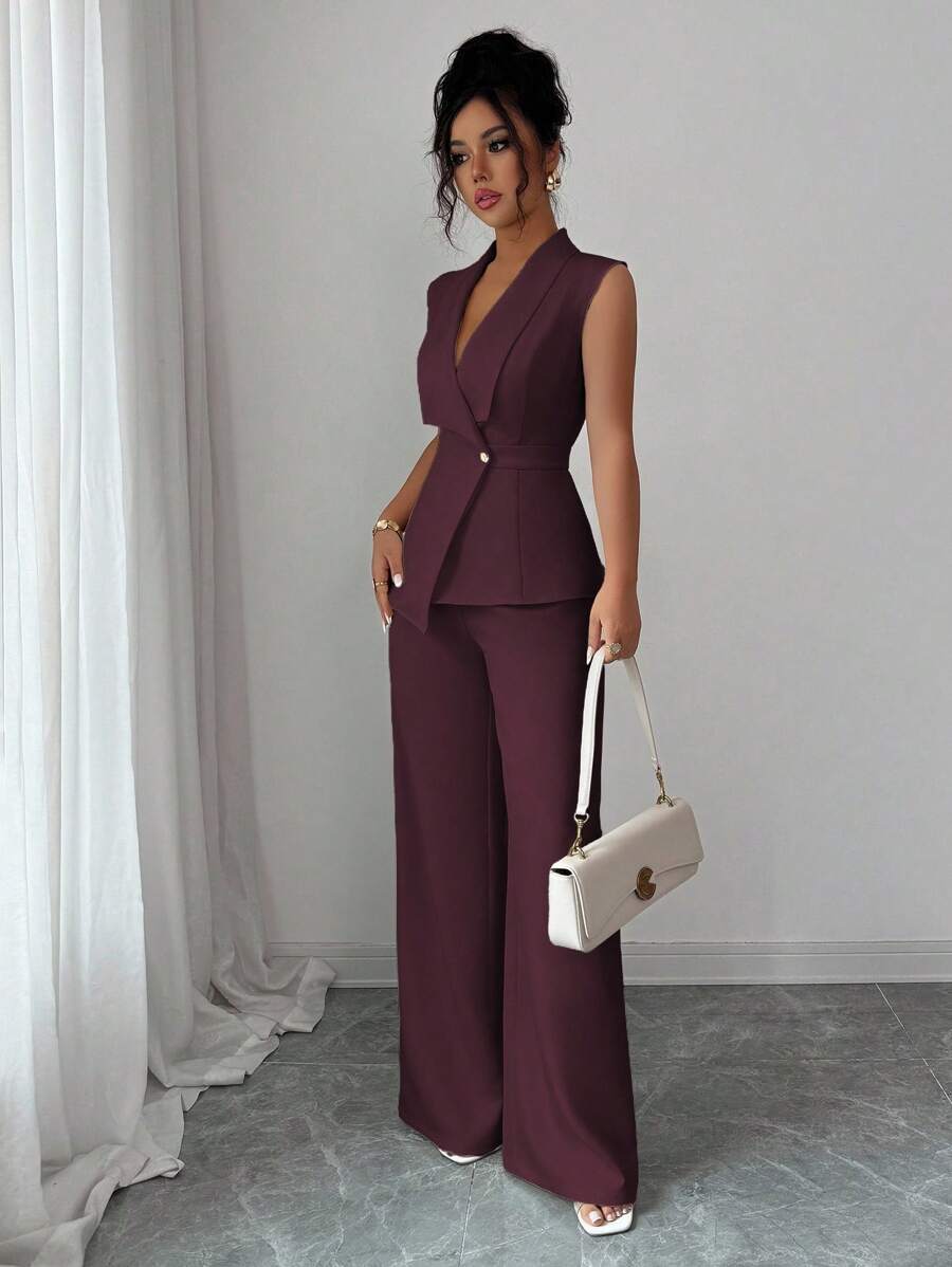 Conjunto Clara Elegante com Blazer Assimétrico e Calça