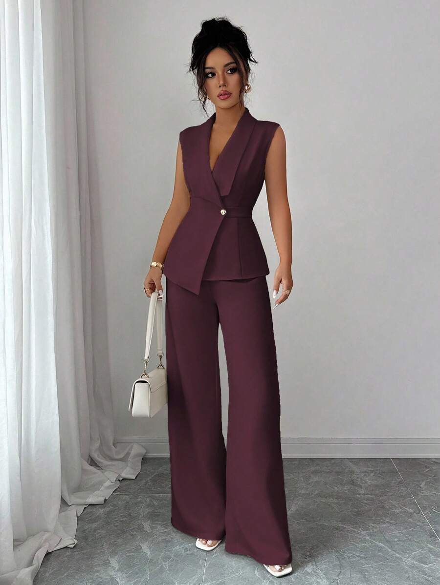 Conjunto Clara Elegante com Blazer Assimétrico e Calça