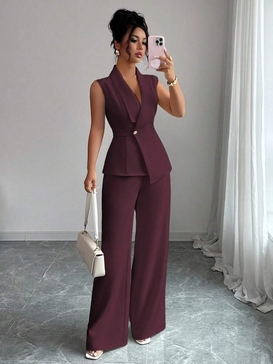Conjunto Clara Elegante com Blazer Assimétrico e Calça
