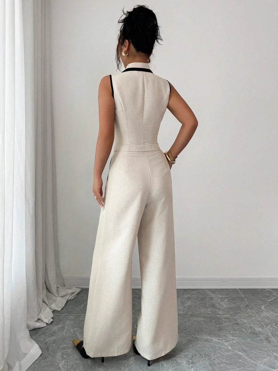 Conjunto Olivia Elegante com Colete e Calça Alfaiataria