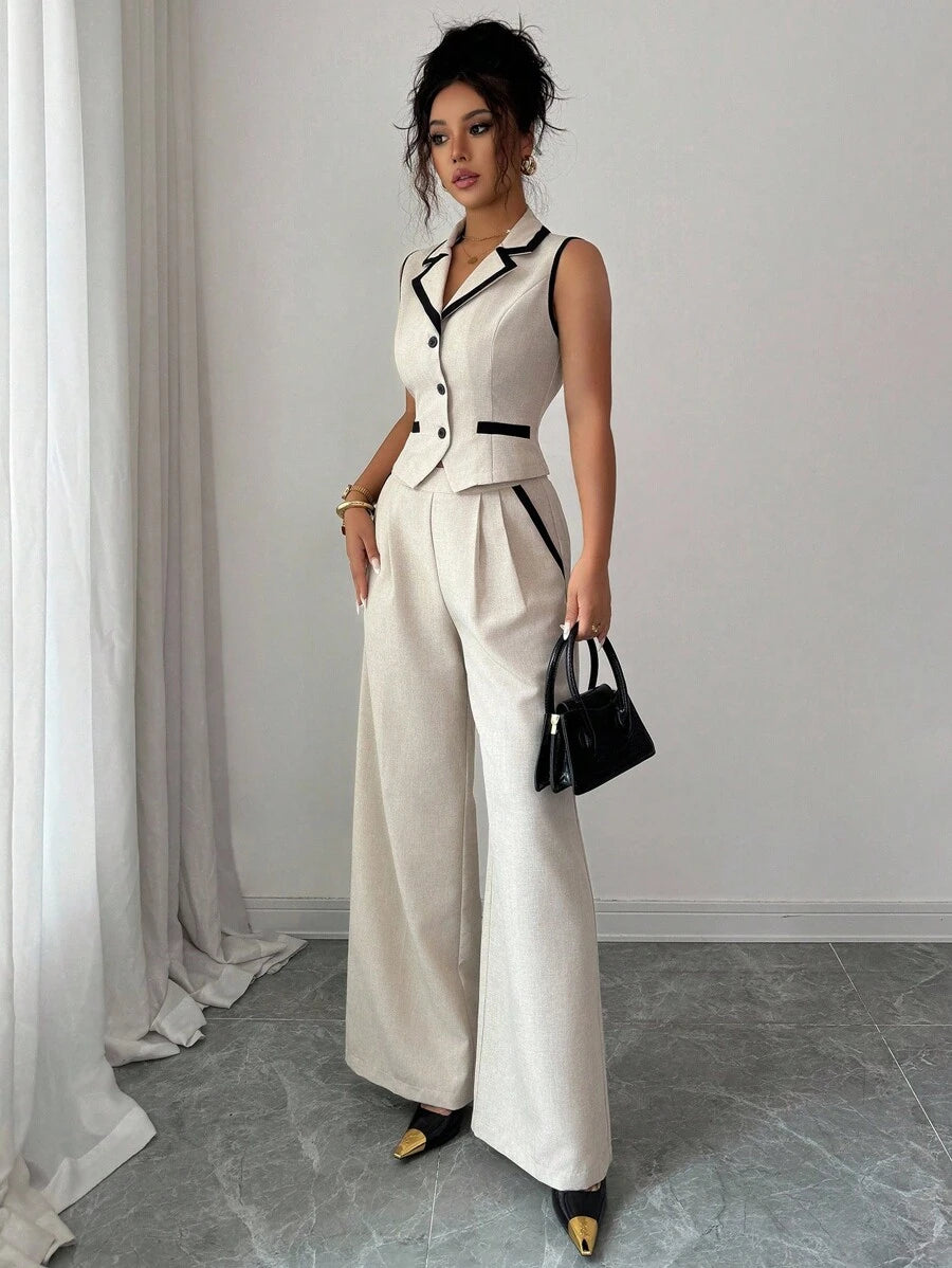 Conjunto Olivia Elegante com Colete e Calça Alfaiataria