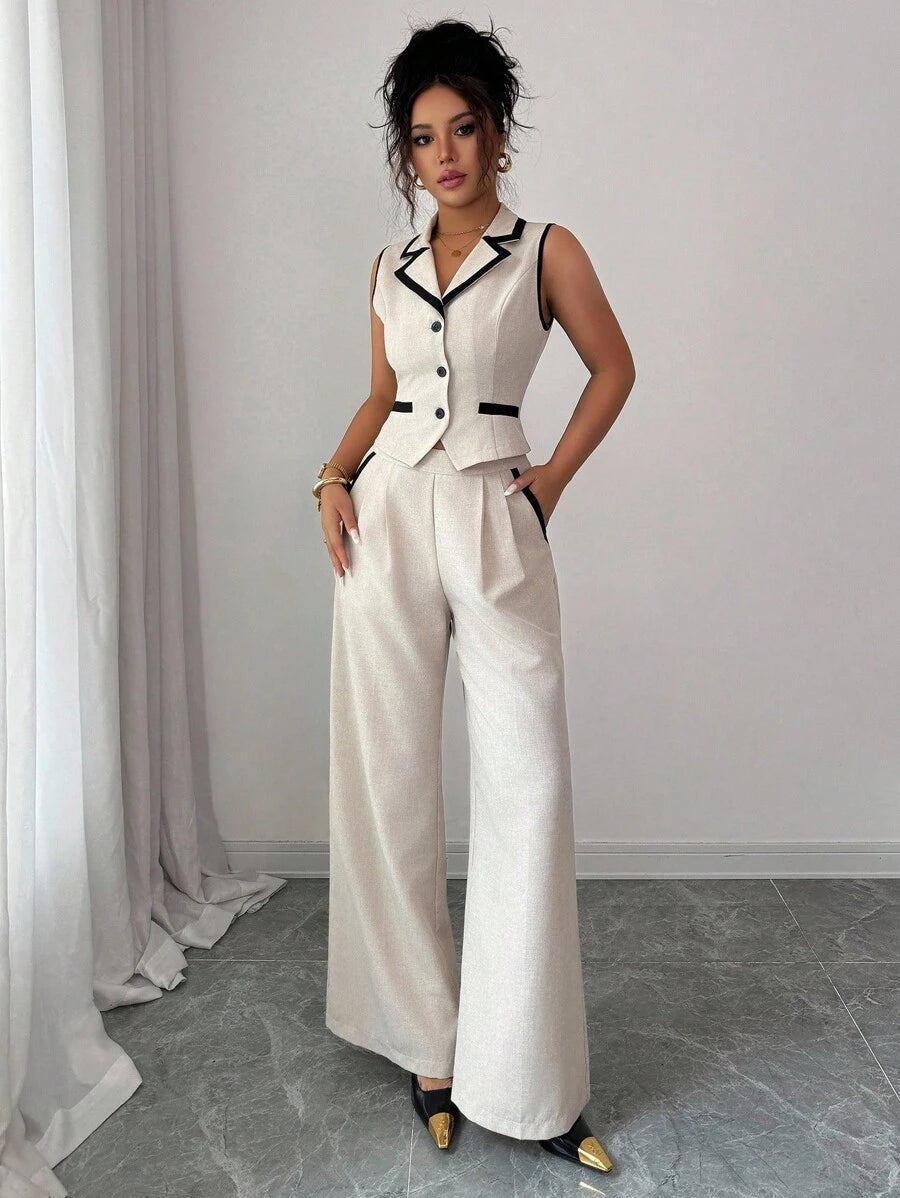 Conjunto Olivia Elegante com Colete e Calça Alfaiataria