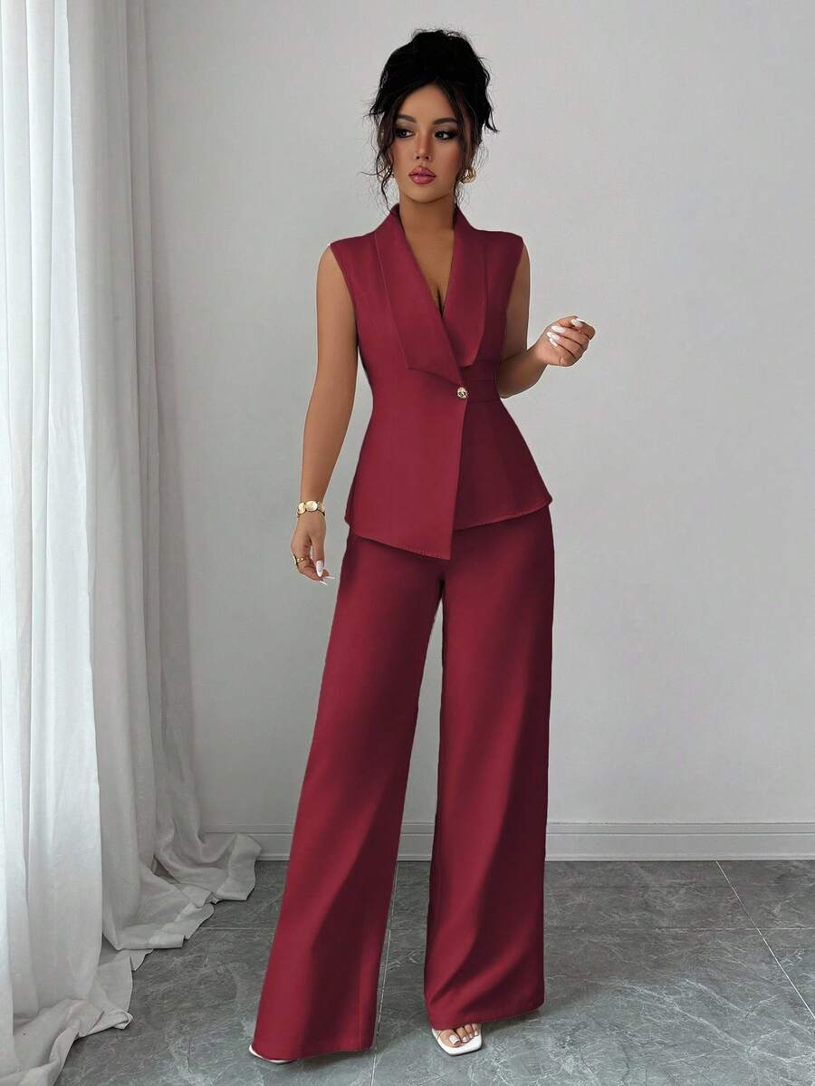 Conjunto Clara Elegante com Blazer Assimétrico e Calça