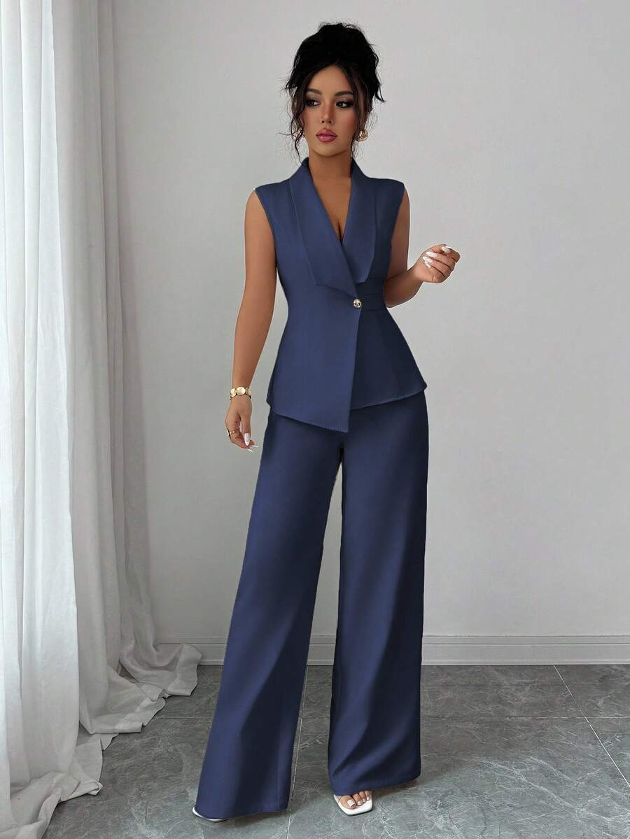 Conjunto Clara Elegante com Blazer Assimétrico e Calça