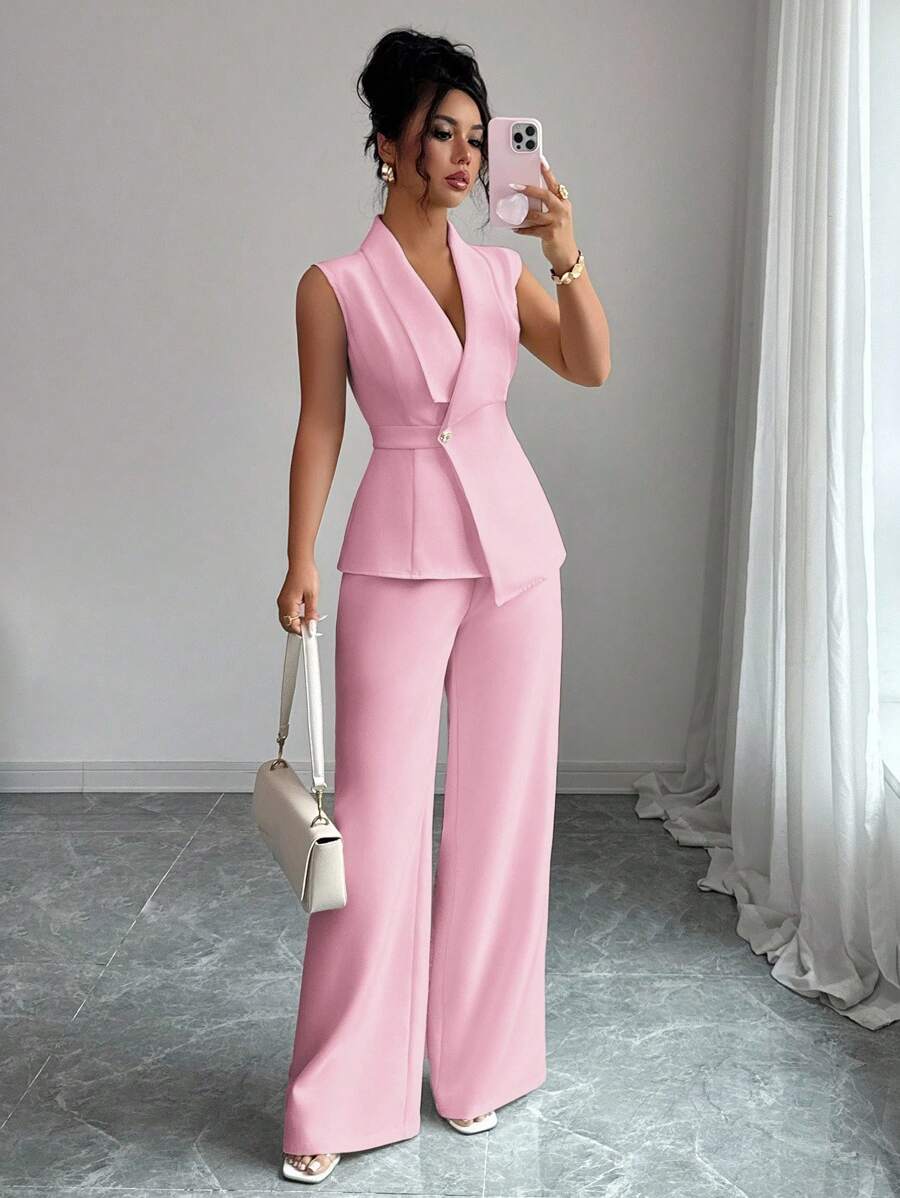 Conjunto Clara Elegante com Blazer Assimétrico e Calça