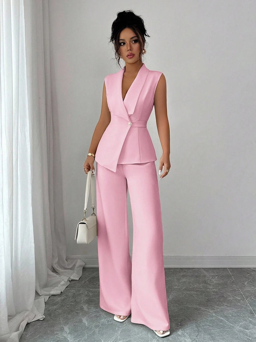 Conjunto Clara Elegante com Blazer Assimétrico e Calça