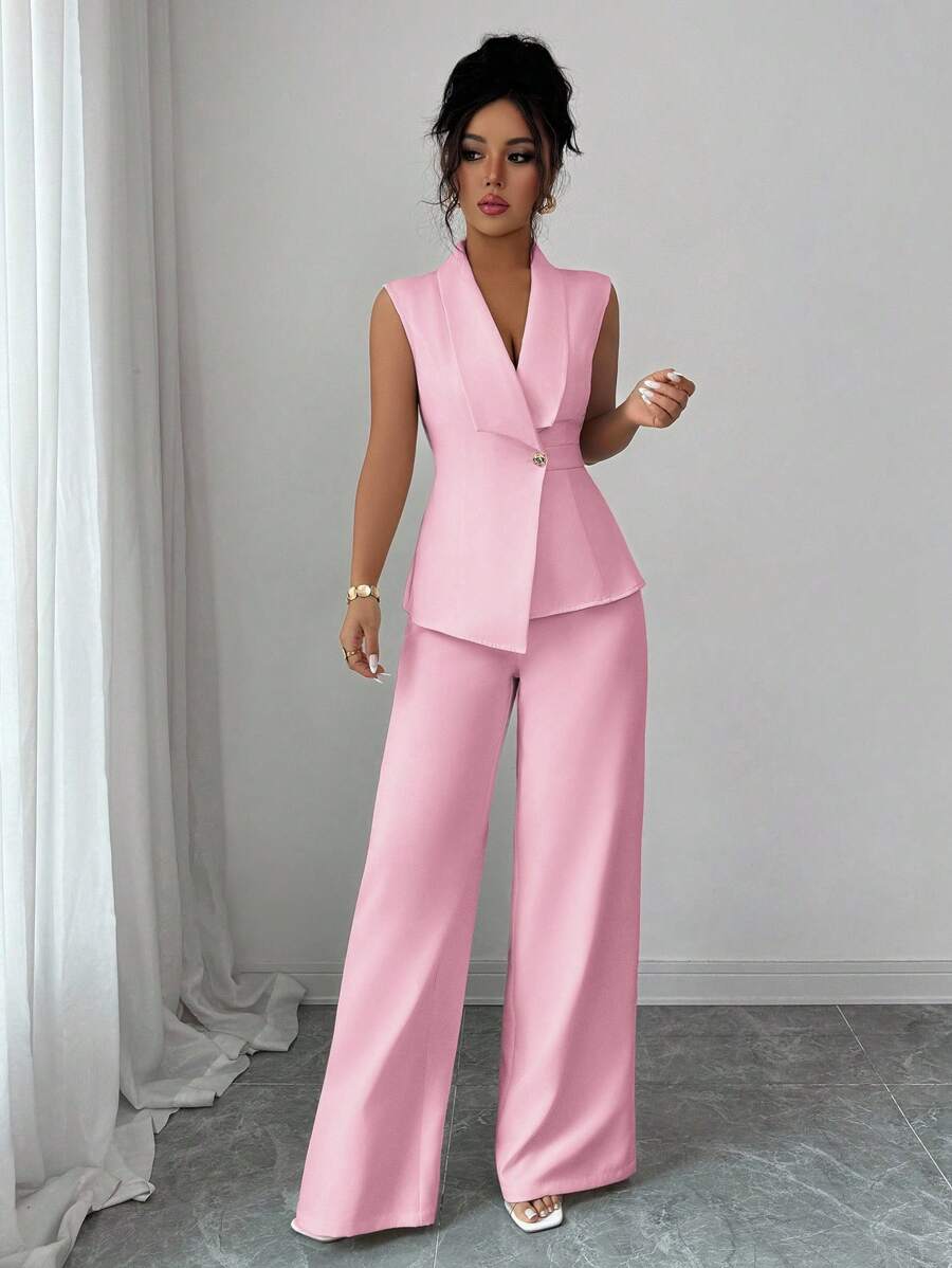 Conjunto Clara Elegante com Blazer Assimétrico e Calça