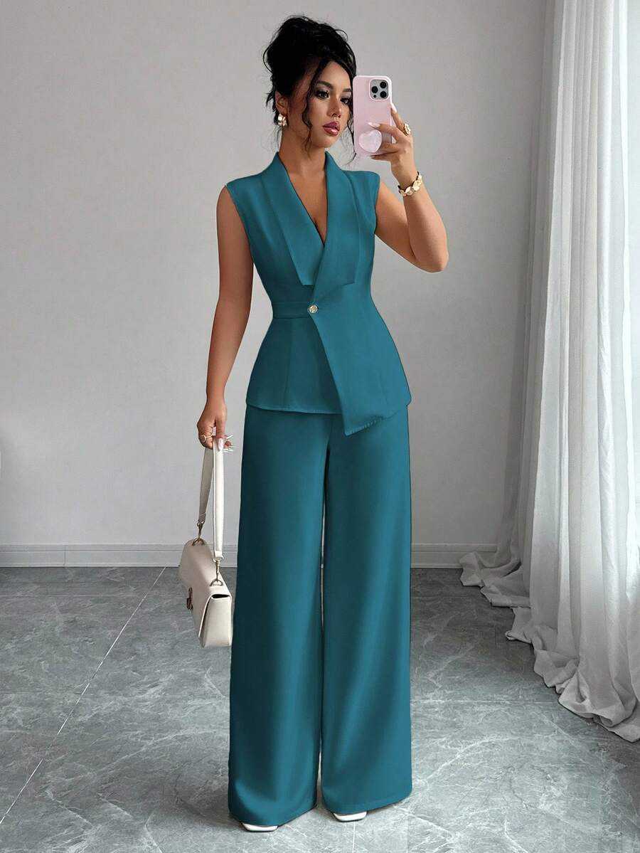 Conjunto Clara Elegante com Blazer Assimétrico e Calça