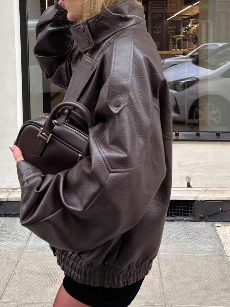 Jaqueta Camelia Leather Oversized