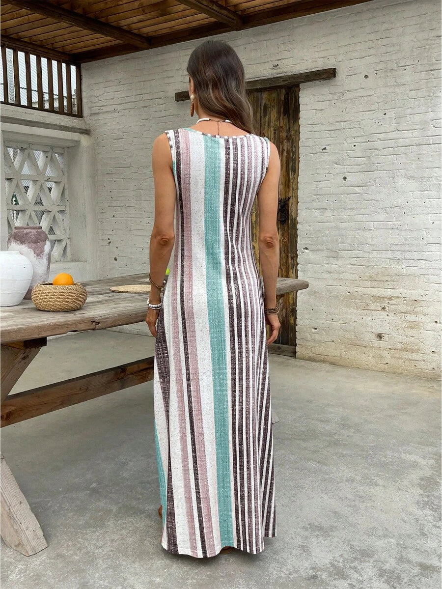 Vestido Helena Retrô Listrado