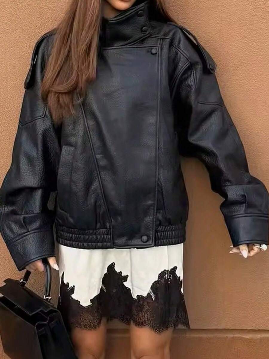 Jaqueta Valentina Leather Noir