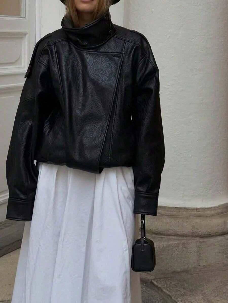 Jaqueta Valentina Leather Noir