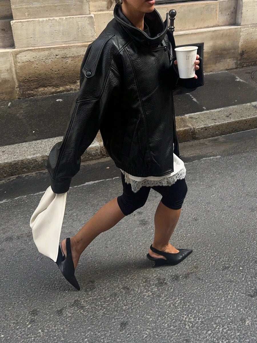 Jaqueta Camelia Leather Oversized