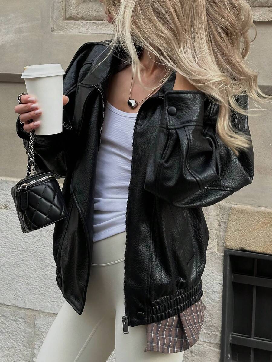 Jaqueta Camelia Leather Oversized