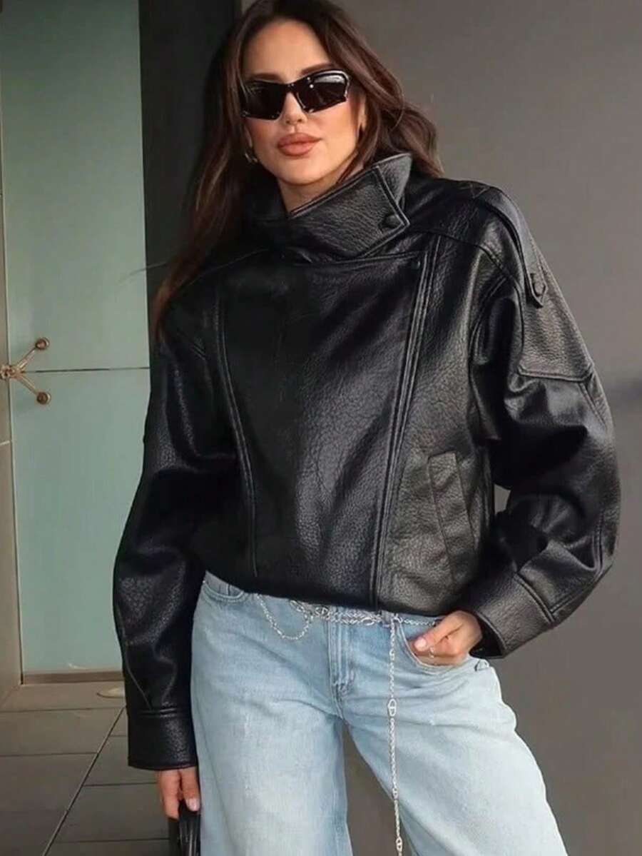 Jaqueta Camelia Leather Oversized