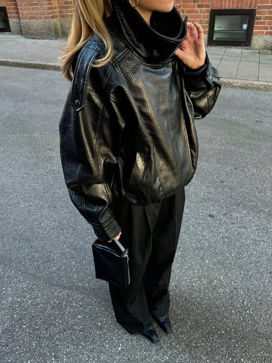 Jaqueta Valentina Leather Noir