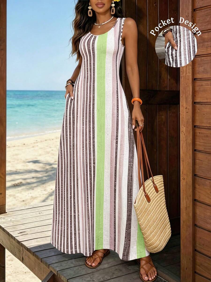 Vestido Helena Retrô Listrado